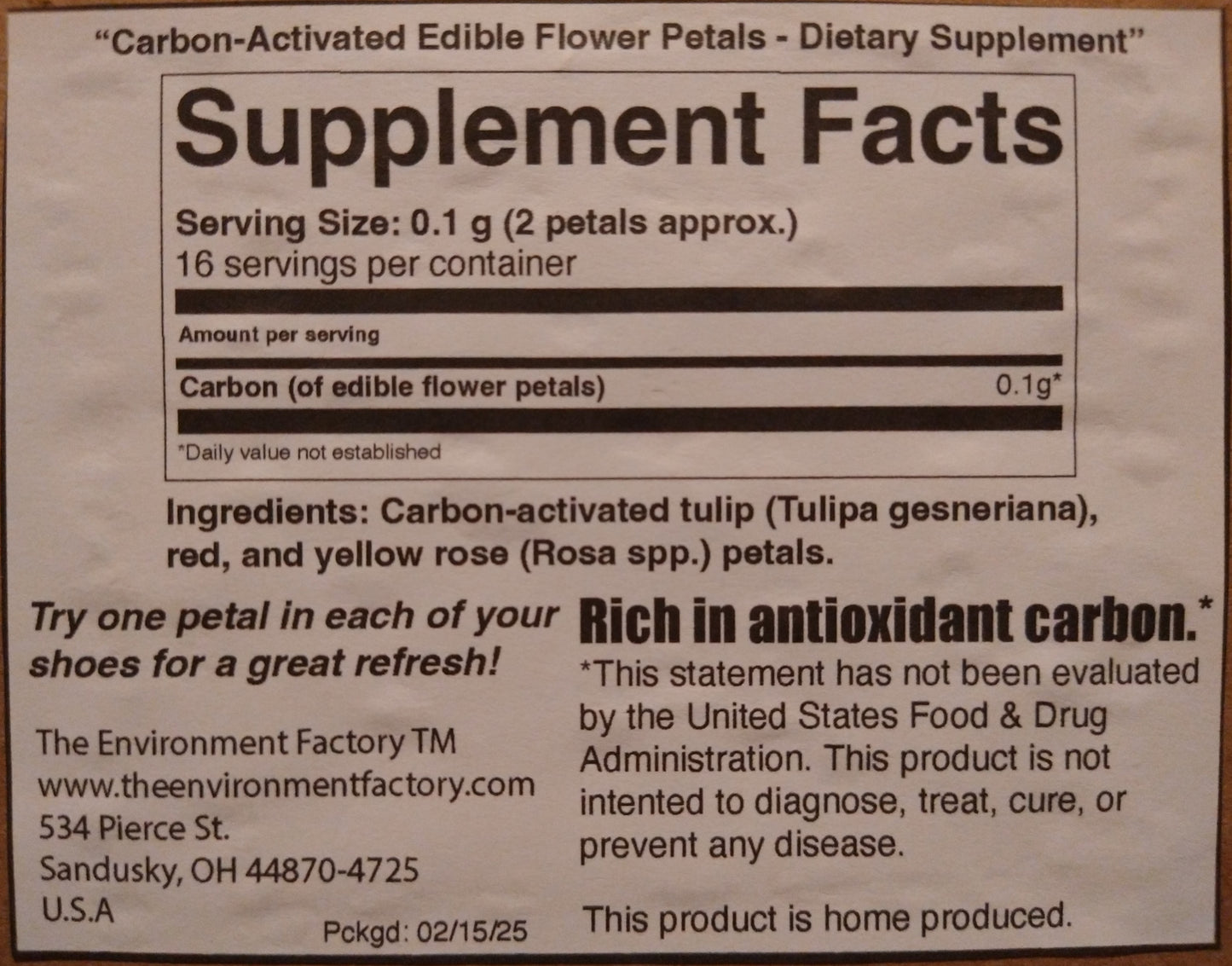 Carbon-Activated Edible Flower Petals + Plant-Based Multipurpose Oil