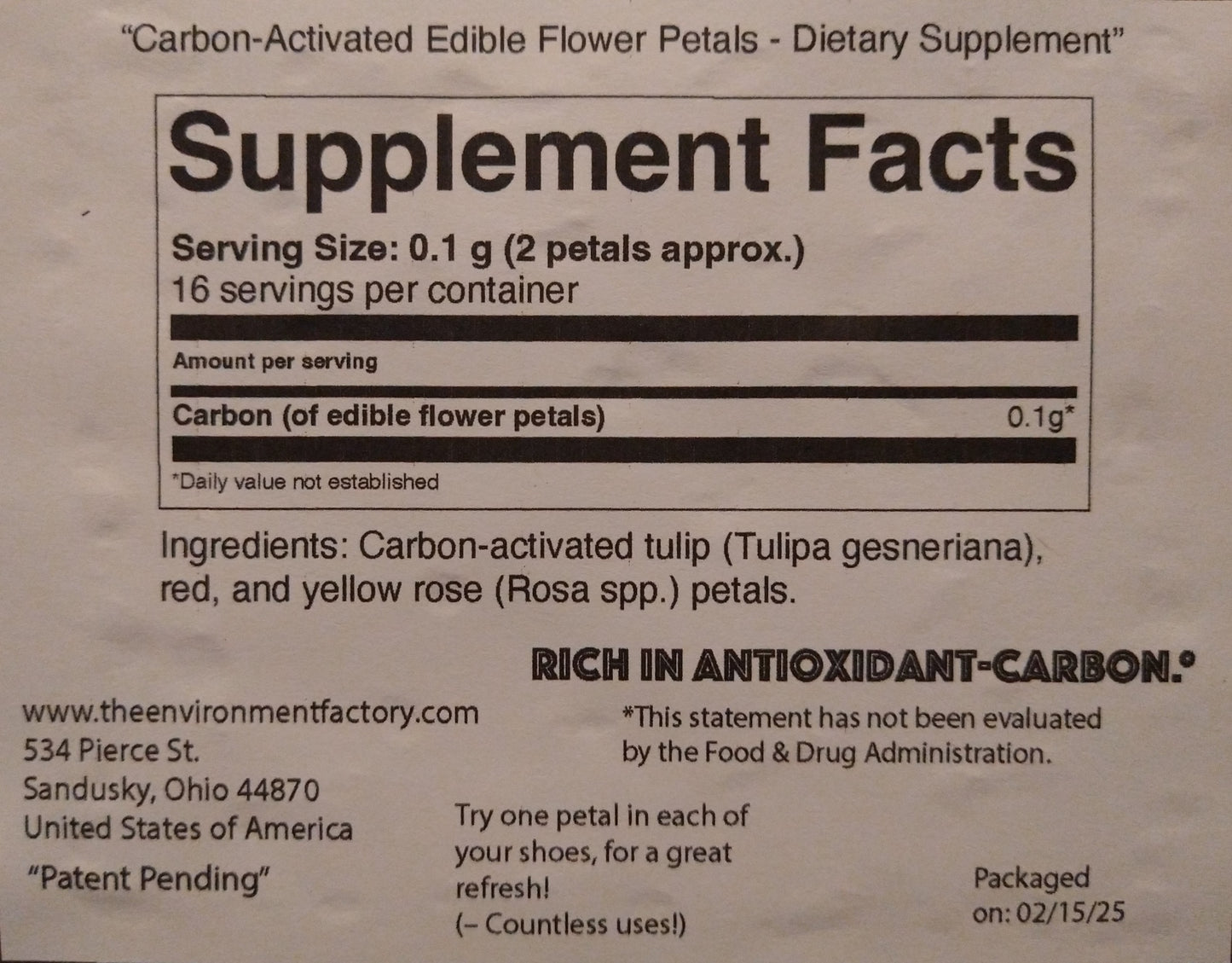 Carbon-Activated Edible Flower Petals + Plant-Based Multipurpose Oil